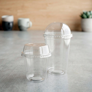 Transparent PP Plastic <b>Cups</b> with Lids Round Shape for <b>Cold</b> Beverage Coffee Tea 12-16-22 Oz Disposable <b>Cup</b> - Product Image 1