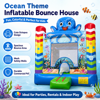 Château gonflable commercial sur le thème de l'océan avec design pieuvre, pour enfants, intérieur/extérieur, avec jeux interactifs