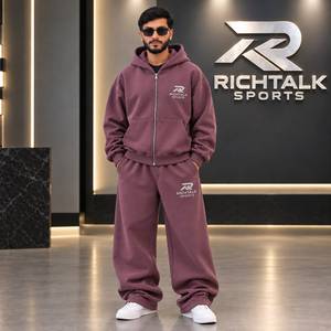 Men's <b>Oversize</b> Zipper Tracksuit Set Hooded Casual <b>Joggers</b> With Side Pockets Autumn Wear 100% Cotton - Product Image 2