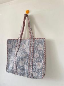 Bolso Tote de Algodón Acolchado con Estampado Floral, Estilo Bohemio, Casual, para Compras, para Mujer - Product Image 5