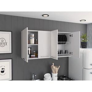Armadio a Muro Bianco 120 con Quattro Ante e Due Ripiani, Mobili da Cucina Doppi - Product Image 5