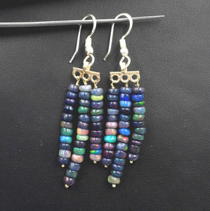 Pendientes de Ópalo Etíope, Multifuego, Plata de Ley 925 y Oro - Product Image 2