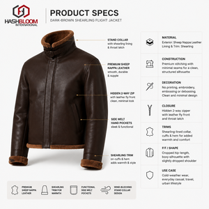 <b>Men's</b> B-6 Aviator <b>Jacket</b>-Minimal Luxury Sheep Nappa <b>Shearling</b> Pilot Outerwear Waterproof Windproof Custom OEM Logo Winter Stand - Product Image 5