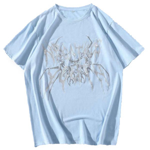 เสื้อยืดพลอยเทียมสำหรับผู้ชายเสื้อยืดสีดำล้วนติดโลโก้แบรนด์ตามสั่งใหม่ - Product Image 1