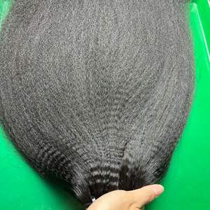 Virgin Non Chemical Double Drawn <b>Kinky</b> <b>Straight</b> <b>Hair</b> Extensions Tangle-free Raw Yaki Bundles - Product Image 2