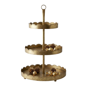 Vintage Style Shabby Chic Gold 2-Layer <b>Cupcake</b> Display Stand Multi-purpose Metal Tiered Serving Tray for Wedding & Party Decor - Product Image 6