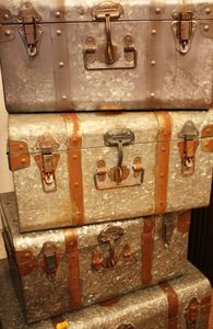 Nauticalmart Metal Storage <b>Box</b> Set Rectangular Hinged Lid <b>Stacking</b> Feature Industrial Design Gold Finish - Product Image 4