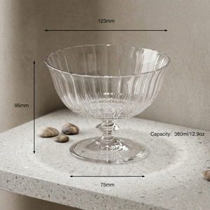 [Holar] Tazón de Postre de Plástico con Rayas Verticales, Fabricado en Taiwán, con Tallo Corto y Claridad Similar al Vidrio, para Cafetería, Restaurante, Buffet - Product Image 3