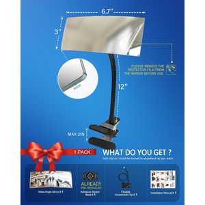 Specchio di Sicurezza Convesso Clip-On 6.7'' X 3'', Regolabile a 360 Gradi, Specchio Retrovisore per Sicurezza Personale - Product Image 3