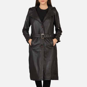 Manteau en cuir véritable sur mesure de haute qualité pour femmes / Vêtements de sport sur mesure, manteau long à manches longues - Product Image 5