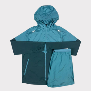 Full Sleeve Hooded Zipper Windbreaker Short Set Two Piece Breathable Premium Men <b>Women</b> Unisex Windbreaker Tracksuits - Product Image 6