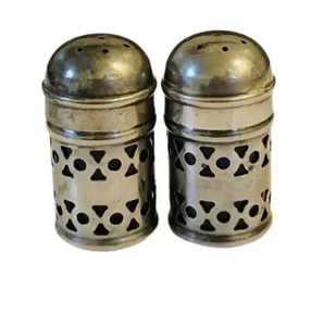 Vintage Brass Metal <b>Salt</b> and Pepper Shakers with Leak Proof Design Dishwasher Safe Spice Dispenser Set - Product Image 1
