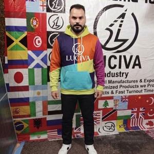 <b>Men's</b> Color Block <b>Pullover</b> Hoodie – Bright Multi-Color Patchwork Oversized Streetwear Sweatshirt - Product Image 1