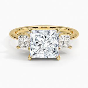 แหวนเพชรทรงปรินเซสคัท 3 เม็ด เพชรเลี้ยงในห้องปฏิบัติการ ทองคำขาว 14K ประดับเพชรทรงปรินเซสด้านข้าง แหวนหมั้นสำหรับผู้หญิง เครื่องประดับชั้นดี - Product Image 1