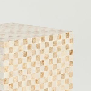 Natural White Capiz <b>Table</b> Minimalist <b>Square</b> Checkerboard Accent <b>Side</b> <b>Table</b> For Home And Hotel Interior Decoration Premium - Product Image 3