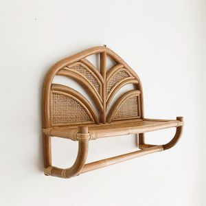 Top vente étagère en rotin minimaliste tenture murale en bois présentoirs meubles pour salon chambre décor - Product Image 5