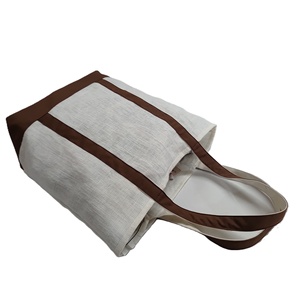 Bolsa de lino para regalo y promoción, diseño exclusivo, base y asa con ribete de tela de poliéster, bolsa de compras de lino - Product Image 3