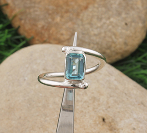 Bague en argent sterling 925 classique en turquoise naturelle, pierre précieuse simple, bijoux minimalistes, bijoux océaniques, mariage, fête, vente en gros, usine - Product Image 4