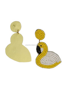 Pendientes Colgantes de Cuentas de Semillas con Diseño de Cisne, Bohemios, Unisex, Amarillo y Blanco, Joyería de Cuentas, de Moda, Elegantes, para Fiesta - Product Image 6