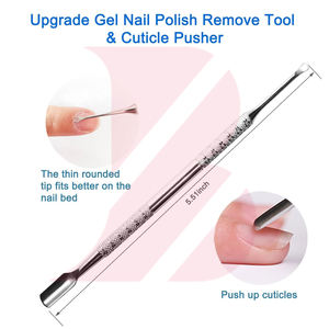 Juego de 2 Herramientas de Manicura de Acero Inoxidable de Primera Calidad, Herramienta para Remover Esmalte de Gel y Empujador de Cutículas, Recortador de Cutículas y Levantador de Uñas - Product Image 2