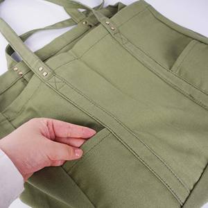 Canvas Fashion Geometric Eco-friendly Tote <b>Bag</b> Large Size Green Shoulder Length Handle Zipper Closure Daily Use <b>Gift</b> - Product Image 3