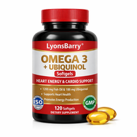 Omega 3 Ubiquinol Aceite de Pescado 500mg Cápsulas Blandas de Alta Fibra para la Salud del Corazón en Adultos, Apoyo Energético, Fórmula Antioxidante para el Bienestar