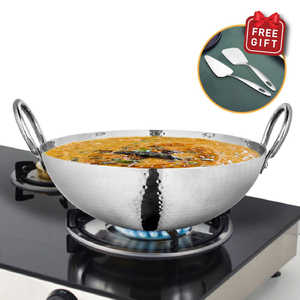 Batterie de cuisine gravée Triply Kadai Pro en acier inoxydable martelé profond - Product Image 1