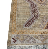 Hochwertiger handgefertigter Jute-Kelim-Teppich mit geometrischem Design, luxuriöser Flachwebung, anpassbarer Farbe, 2000 GSM, wendbar, naturbelassen