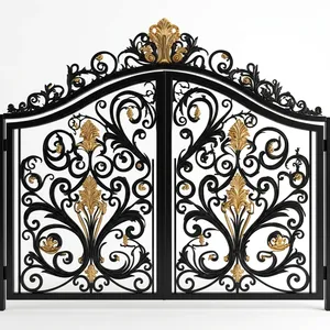 Portail Principal en Fer Forgé Orné, Porte d'Entrée Métallique Décorative de Luxe, Design Extérieur Élégant pour Villa et Maison - Product Image 4