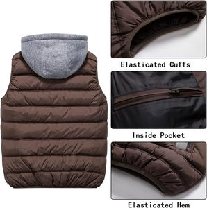 Chaleco Acolchado Reversible para Hombre, Delgado, Casual, de Invierno, con Capucha, Sin Mangas, Transpirable, de Secado Rápido, Antiarrugas, con Cierre Frontal - Product Image 3