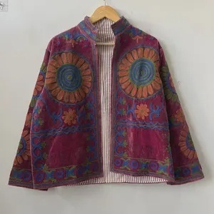 Hot Selling Velvet Suzani Jacket Handmade Embroidered Boho Ethnic <b>Coat</b> Festival Wear Designer Jacket - Product Image 2