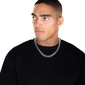 Collier chaîne cubaine pour homme en argent sterling 925 plaqué rhodium, style hip-hop, à porter au quotidien - Product Image 5