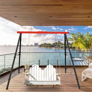 Structure de balançoire robuste en A, capacité de 880 lb, cadre en métal thermolaqué avec barres latérales supplémentaires pour usage extérieur - Product Image 4