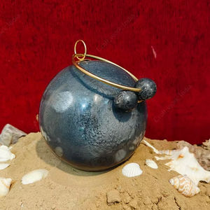 Indian Luxury dark <b>grey</b> Resin Sphere Clutch <b>Handbag</b> with Brass Ring Handle Evening Party Wedding Women Clutch <b>handbag</b> - Product Image 6