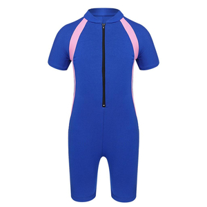 Unisex Kids Swimsuit Zippered Shorty Wetsuit with Short Sleeves Bathing Suit with Front Logo for Girls and <b>Boys</b> Haus Industries - Product Image 5