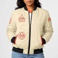 Sigma |   Gamma |   Blouson Bomber Rho Personnalisé en Satin, Veste Universitaire avec Lettres Grecques et Design Embossé sur le Devant, Unisexe