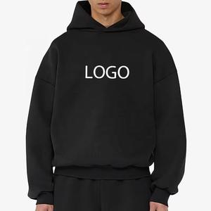Hoodies en molleton français surdimensionnés et personnalisés en coton, coupe ample, poids lourd, essentiels décontractés, coupe courte pour hommes - Product Image 5