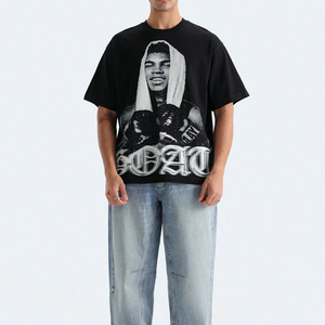 90s Retro Streetwear Graphic Drop Shoulder Tee - Brutalist <b>Geometric</b> Print Oversized Cotton T-<b>Shirt</b> - Product Image 2