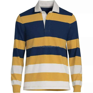Polo à rayures vintage personnalisées, maillot de rugby en coton de haute qualité, pulls brodés, hauts pour couples - Product Image 5