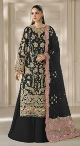 Chiffon Semi Stitched <b>Suit</b> With Embroidery And Sequin Work Traditional Indian Pakistani <b>Wedding</b> Wear For <b>Women</b> - Product Image 5