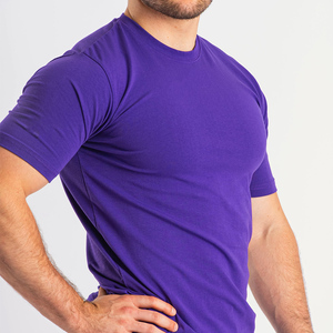 T-shirt pour homme, coupe slim, col rond, manches courtes, couleur unie, tricoté, décontracté - Product Image 4