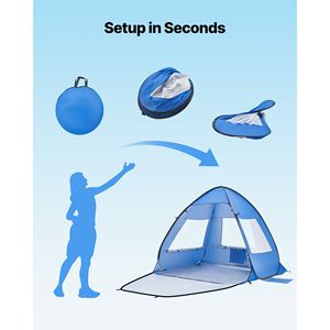 Tenda da Spiaggia Portatile UPF 50+ per 2 Persone, Leggera con Tasche per Sabbia e Borsa per il Trasporto, Design Pop-Up - Product Image 3