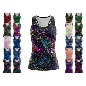 All Season All Over Printed Sublimation Customized Fabric Racerback Athletic Sleeveless Yoga Fitness Loose Fitted Tank Top Women - Product Image 1