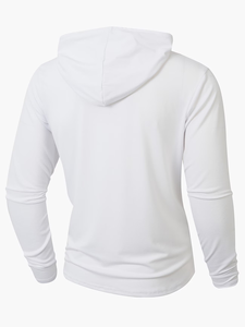 Unisex White Hooded Long Sleeve Henley Sweatshirt Slim Fit Casual Knitted 100% Cotton Breathable Autumn Wear Made in Guizhou - Product Image 3