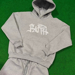 Winter Custom Logo Track Suits French Terry Hoodie Set Mens <b>Blank</b> Heavy <b>Weight</b> Thick Fleece Cotton Oversized Tracksuits for Men - Product Image 1