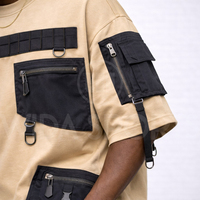 T-shirt Homme Grande Taille en Coton 100% Uni avec Poches Cargo Tactiques, Style Urbain, Sérigraphié – Nouvelle Collection