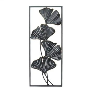 Sculpture murale minimaliste en métal, design feuillage, art encadré pour la décoration du salon et de la maison - Product Image 2