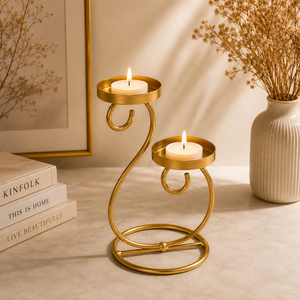 Candelabro Doble de Hierro Dorado de Lujo para Sala de Estar y Mesa de Comedor, Decoración para Bodas y Mesas - Product Image 3