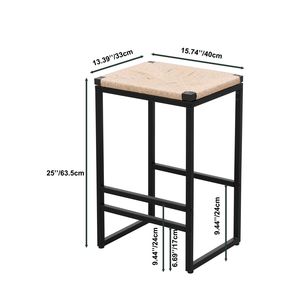 Set di 2 Sgabelli da Cucina e Bar, Sedie da Pranzo Senza Schienale in Corda Intrecciata, Design Confortevole ed Elegante - Product Image 6