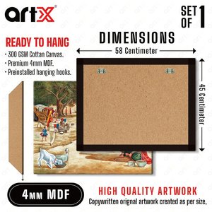 ArtX Canvas Peinture de paysage de village indien Vastu Nature Wall Art Multicolore 58 X 45 Cm Décoration de salon - Product Image 5